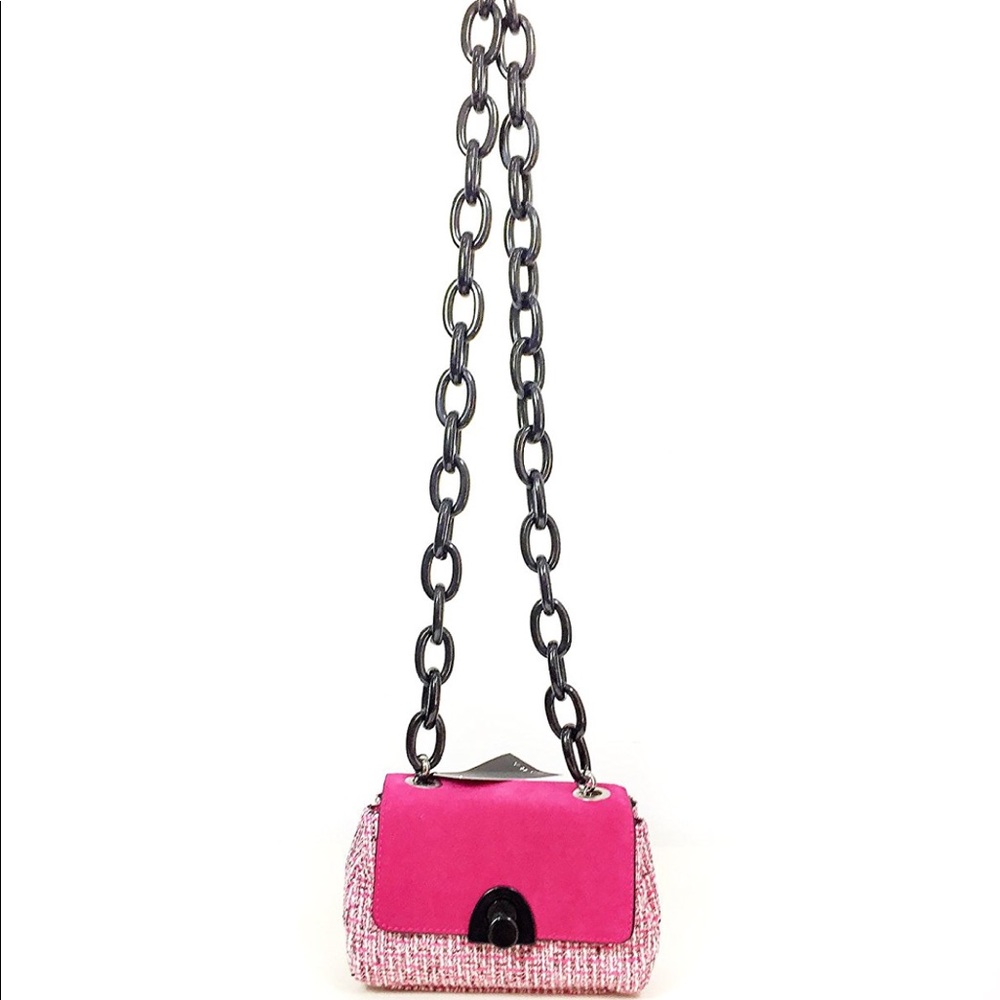 Zara pink textured bag with thick chain strap